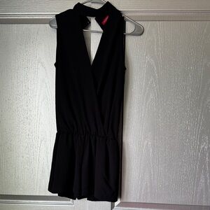 Saks Fifth Avenue Black Sleeveless V-Neck Jumpsuit Romper